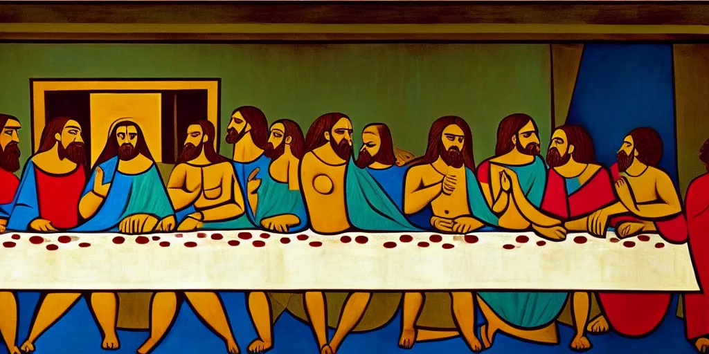 Prompt: the last supper picasso style