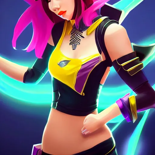 Image similar to K/DA Akali, Riot Games, League of Legends, by Marie Magny