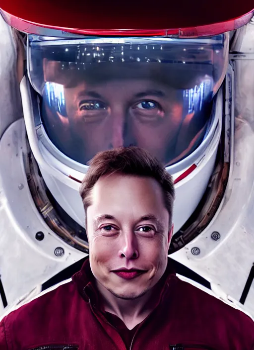 Prompt: ( ( ( portrait of elon musk ) ) ) by mike campau, spacex, mars mission,