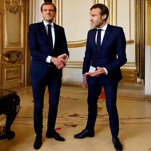 Image similar to Emmanuel Macron having a meeting with antropomorphic reptiles, antropomorphic reptiles, dramatic lighting, photography, masterpiece