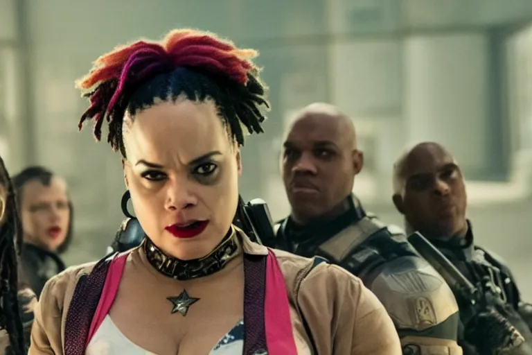 Prompt: yamiche alcindor in a still of the suicide squad ( 2 0 2 1 )