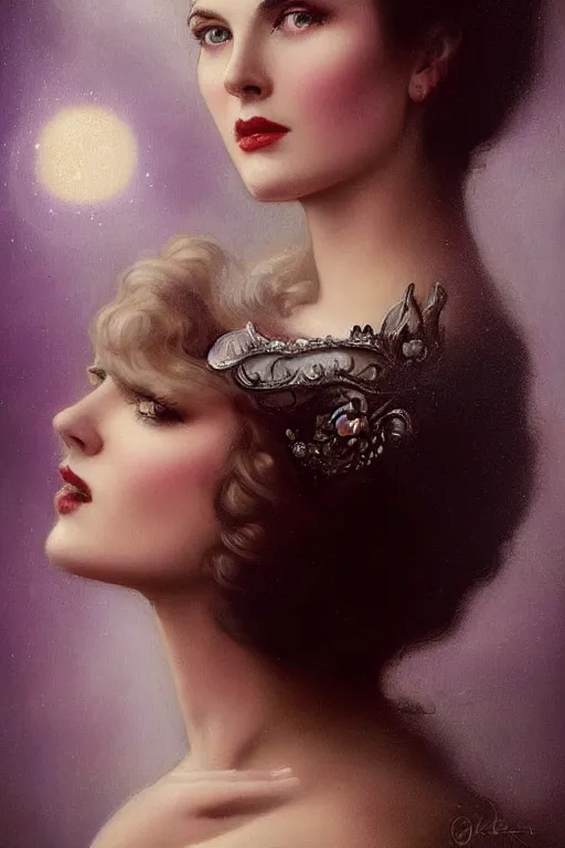 Image similar to a young and extremely beautiful grace kelly infected by night by tom bagshaw in the style of a modern gaston bussiere, art nouveau, art deco, surrealism. extremely lush detail. melancholic scene infected by night. perfect composition and lighting. sharp focus. profoundly surreal. high - contrast lush surrealistic photorealism. screaming, rage, madness.