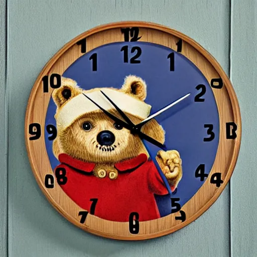 Image similar to a wall clock designed by Paddington bear