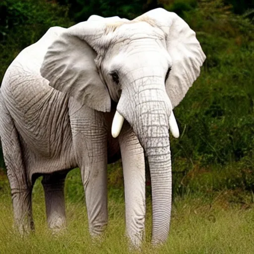 Image similar to photo of a perfect albino african elephant with white skin and covered entirely in dense freckles