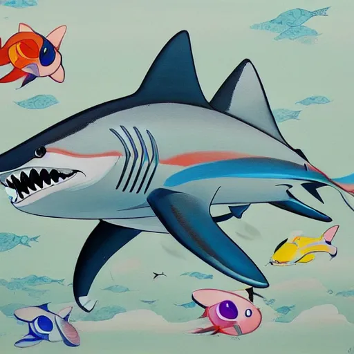 Prompt: a beautiful painting of a ocean shark by Takashi Murakami, Trending on artstation highly detail