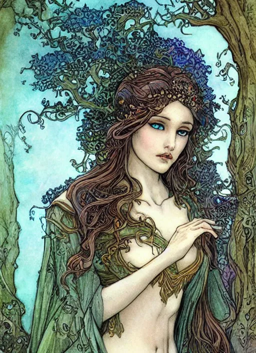 Prompt: a beautiful painting of an elven fairy princess by rebecca guay