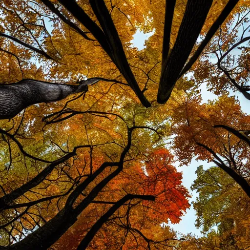 Image similar to all the leaves are brown, and the sky is gray