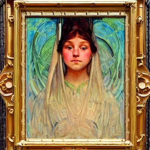 Image similar to the little robot queen in her regalia, by annie swynnerton and alayna danner and diego rivera and elihu vedder, symbolist, dramatic lighting, elaborate geometric ornament, smooth, sharp focus, extremely detailed, adolf wolfli, soft pastel colors