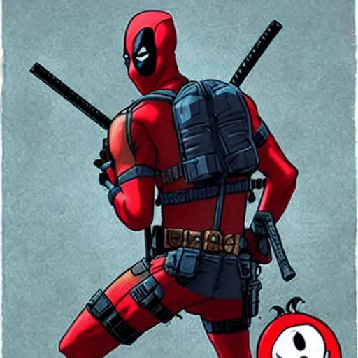 Image similar to deadpool as a ghostbuster in the movie ghostbusters