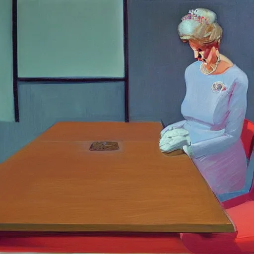 Prompt: The Queen\'s Table by Wayne Thiebaud