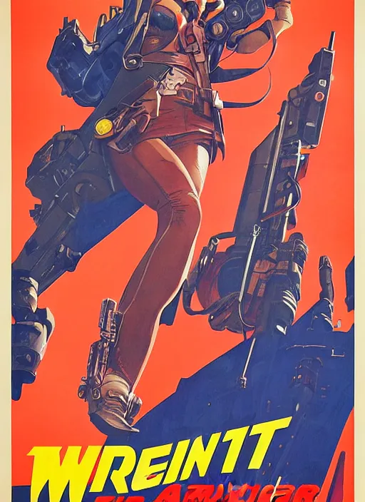 Image similar to american propaganda poster. cyberpunk pilot. portrait by jean giraud and anton otto fischer and john philip falter and will eisner and gil elvgren and pixar. realistic proportions. character art. science fiction d & d. overwatch, rb 6 s, cyberpunk 2 0 7 7, blade runner 2 0 4 9.