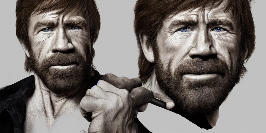 Image similar to highly detailed portrait of chuck norris, digital painting, trending on artstation, high resolution, transparent background