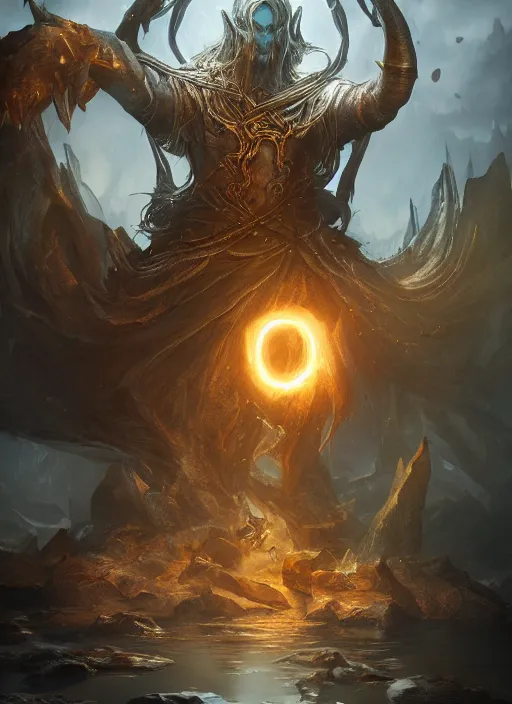 Image similar to djinn, ultra detailed fantasy, elden ring, realistic, dnd, rpg, lotr game design fanart by concept art, behance hd, artstation, deviantart, global illumination radiating a glowing aura global illumination ray tracing hdr render in unreal engine 5