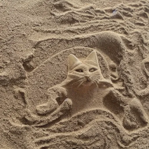 Prompt: a sand picture of a cat