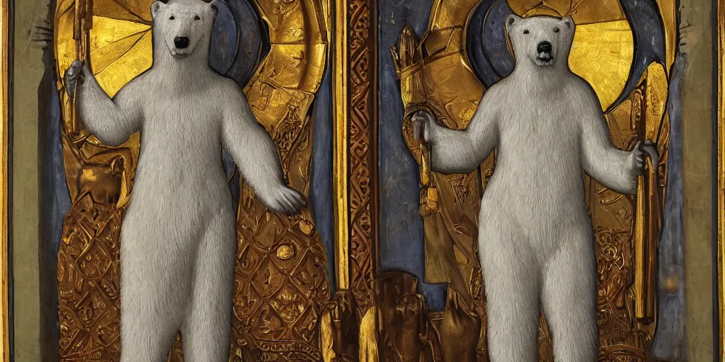 Prompt: saint polar bear, religious art