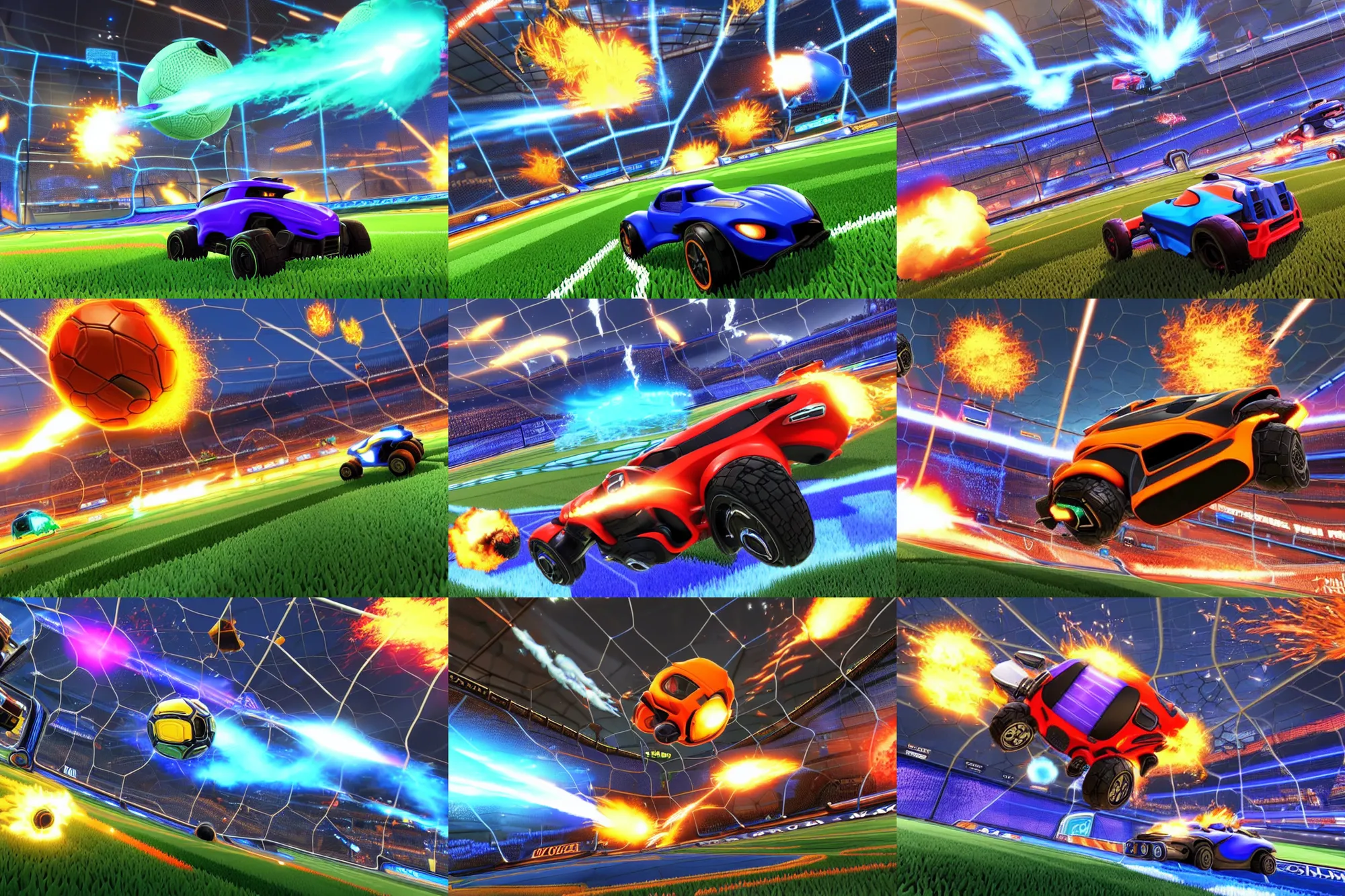 Prompt: rocket league explosion, epic angle