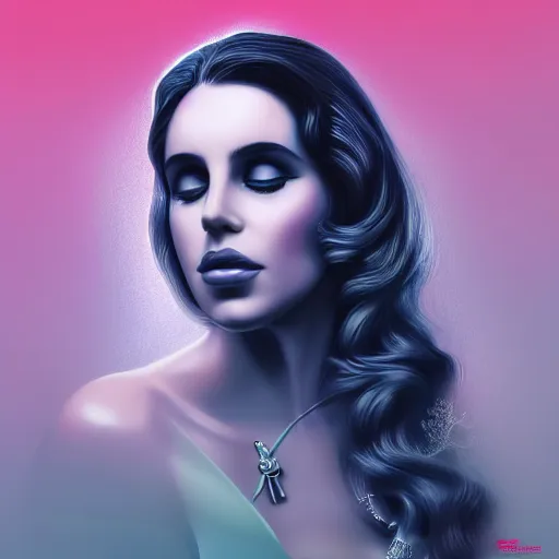 Prompt: psychedelic portrait of lana del rey smoking, diffuse lighting, fantasy, intricate, elegant, highly detailed, lifelike, photorealistic, digital painting, artstation, illustration, concept art, smooth, sharp focus