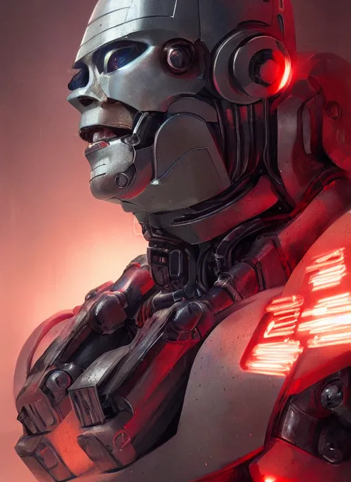 Prompt: cyborg, borg, android, strogg, face of a man, body of a robot, droid, robocop, cable, victor stone, terminator, machine, flesh, quake, doom, wolfenstein, octane render, from a video game, concept art by ruan jia and greg rutkowski