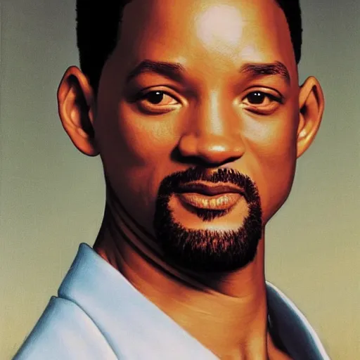 Prompt: Painting of Will Smith as Neo. Art by william adolphe bouguereau. During golden hour. Extremely detailed. Beautiful. 4K. Award winning.