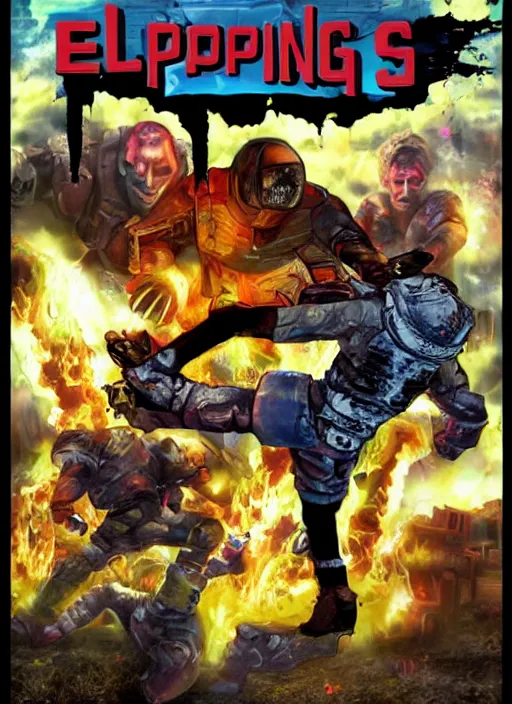 Image similar to exploding knees video game cover