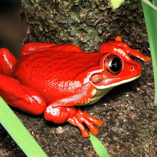 Image similar to a giant red frog