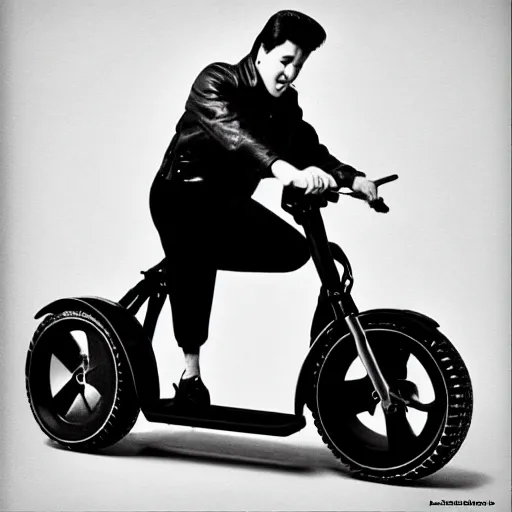 Image similar to elvis riding a segway