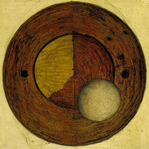 Image similar to god creating earth, moon and sun by leonardo davinci