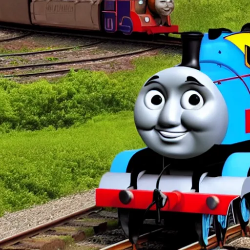 Image similar to Thomas the Tank Engine with Alex Jones face