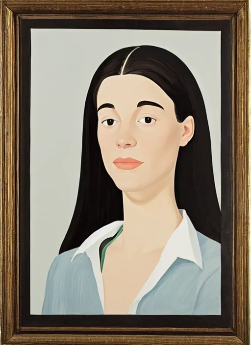 Image similar to a portrait of a pretty young lady by alex katz