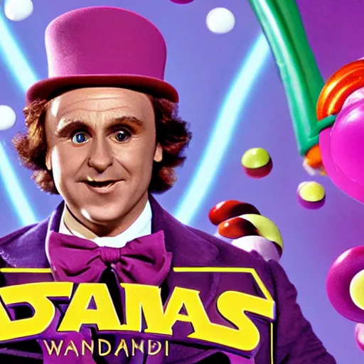 Image similar to Willy Wonka as a Jedi, in a candy factory, in the quantum realm, 8k, realistic