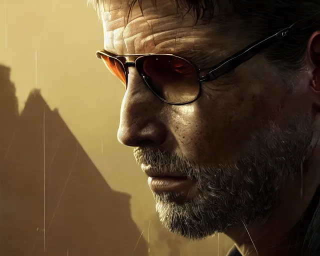 Image similar to highly detailed portrait of albert wesker, in the last of us, stephen bliss, unreal engine, fantasy art by greg rutkowski, loish, rhads, ferdinand knab, makoto shinkai and lois van baarle, ilya kuvshinov, rossdraws, tom bagshaw, global illumination, radiant light, detailed and intricate environment