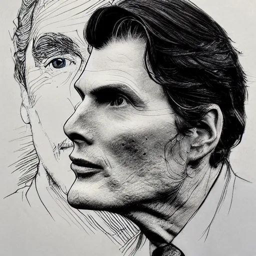 Image similar to a realistic yet scraggly portrait sketch of the side profile of a stern and sophisticated christopher reeve, trending on artstation, intricate details, in the style of frank auerbach, in the style of sergio aragones, in the style of martin ansin, in the style of david aja, in the style of mattias adolfsson