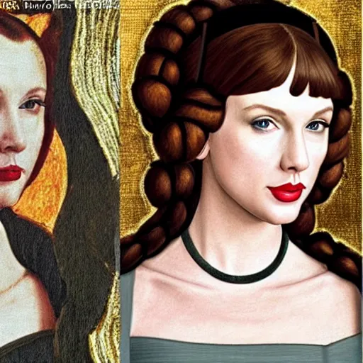 Image similar to taylor swift as princess leia, portrait by sandro botticelli