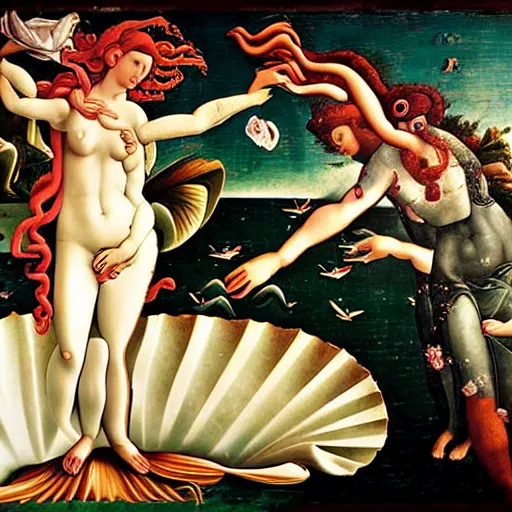 Image similar to a photograph inspired by birth of venus by boticelli