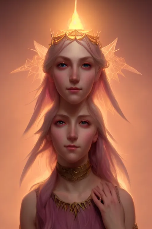 Prompt: a portrait of an Eladrin conjuring magic, light pink skin, illustration, soft lighting, soft details, painting oil on canvas by Edmund Blair Leighton and Charlie Bowater octane render trending on artstation d&d characters, 4k, 8k, HD