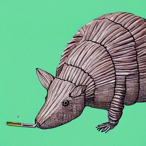 Prompt: an armadillo sipping horchata, detailed, digital art