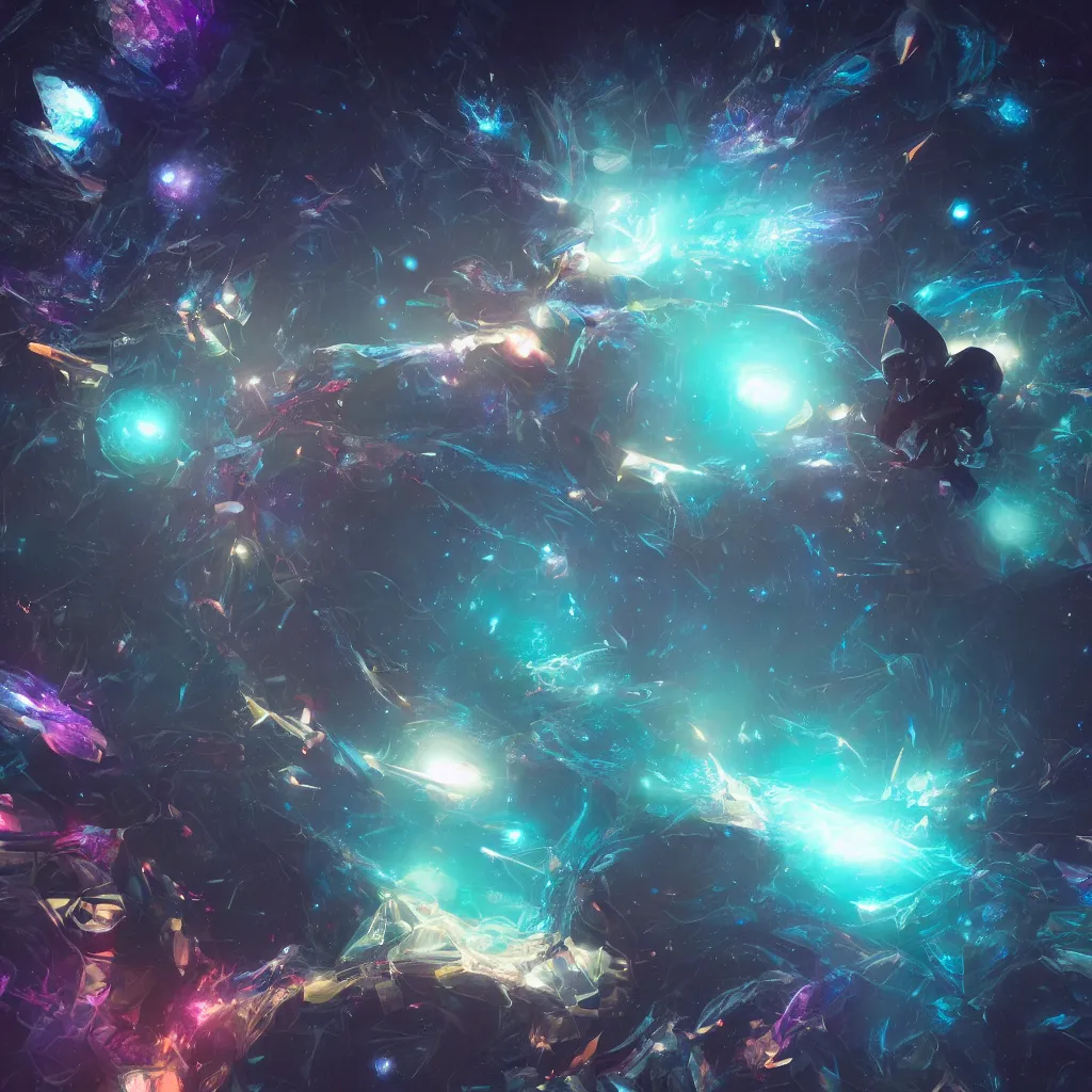 Image similar to letting go of reality and experiencing the quantum field and the cosmic void matte painting comic book art, cinematic, highly detailed, realistic, beautiful cosmic neural network, octane render, unreal engine, depth of field, trending on artstation, sharp focus, philosophical splashes of colors