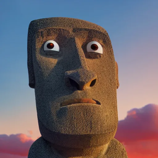 Image similar to worlds worst easter island statue with the face of Gru, nose of Gru, Gru of despicable me, soft lighting, crepuscular rays, realistic octane render, 8k, ultra detailed, concept art