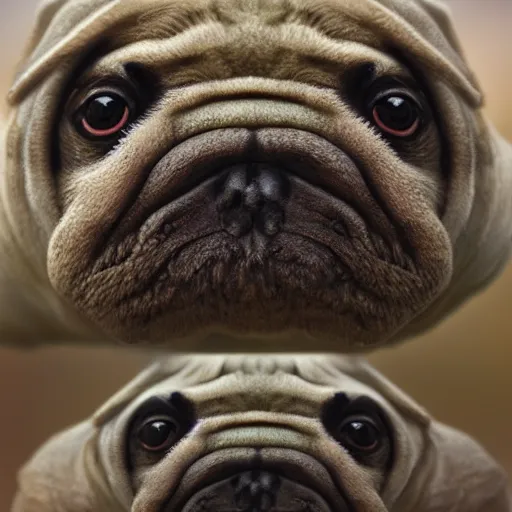 Image similar to A tardigrade with the eyes and mouth of a pug, national geographic-file-photograph, paywall-content, premium-award-winning, trending on artstation