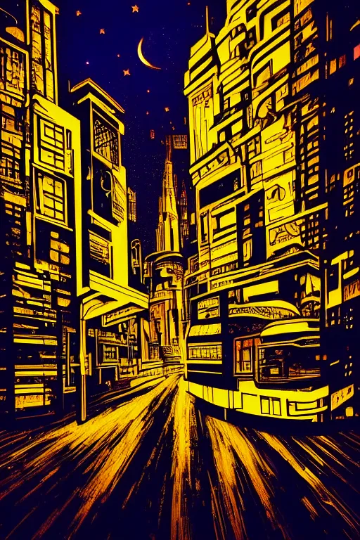 Image similar to night city, aesthetic, popular subject art style, pop art style, by mike swiderek, jorge lacera, ben lo, tyler west,, ultrarealistic, sharp focus, intricate, ultra high definition, ultra resolution details, no duplicate, proportional, shadow effect, baroque environment