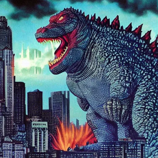 Prompt: godzilla by alex ross