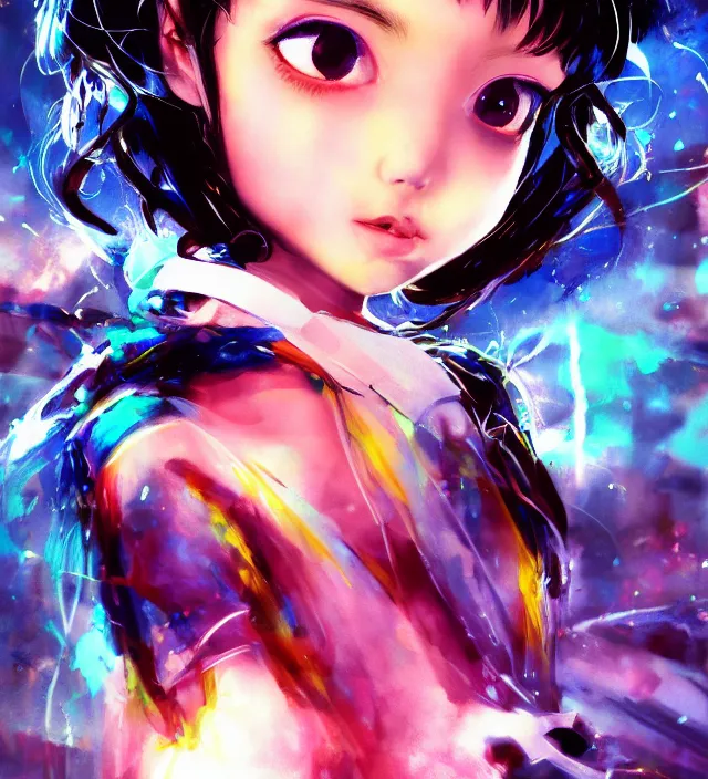 Image similar to hd photo poster portrait of a cute young girl complicated synaptic particles angelic deity in miura kentaro gantz frank miller jim lee kubrick nolan style detailed cinematic trending award winning on flickr artstation