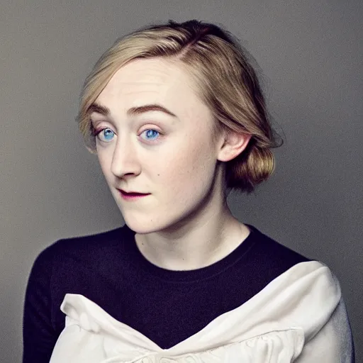 Image similar to a true-to-life photoshoot portrait of Saoirse Ronan real-life accurate face