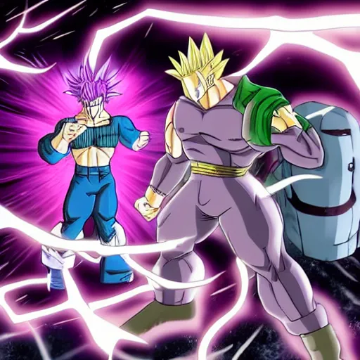 Image similar to trunks briefs battling frieza and king cold