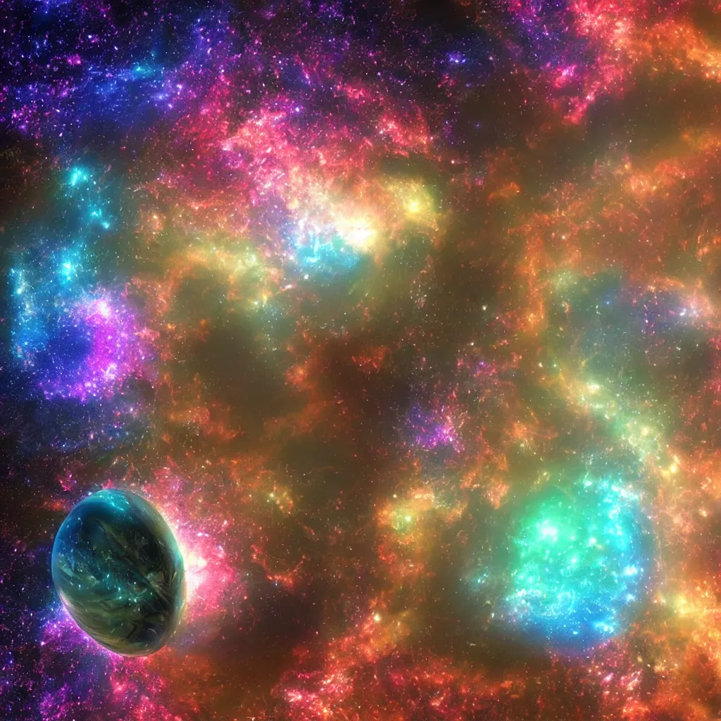 Prompt: a colourful galaxy inside a marble, Realistic, unreal engine, realistic fantasy, 3d render