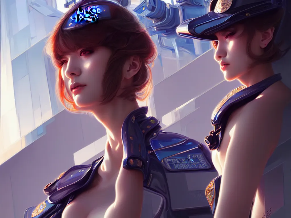 Image similar to portrait futuristic police uniform girl, at future sau paulo neon light rooftop, ssci - fi and fantasy, intricate and very very beautiful and elegant, highly detailed, digital painting, artstation, concept art, smooth and sharp focus, illustration, art by tan zi and ayanamikodon and alphonse mucha and wlop