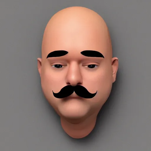 Image similar to A guy with a big moustache and a shaved head, 8k highly detailed face