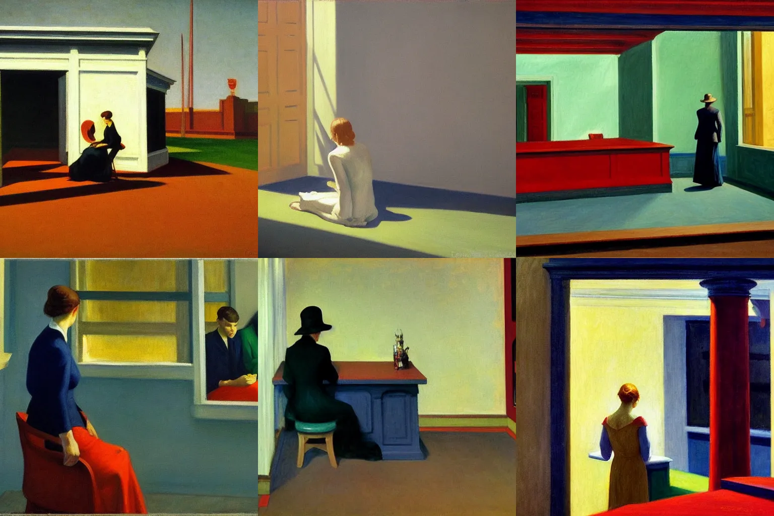 Prompt: I was sent forth from the power you hearers hear me don't be ignorant of me. Painted by Edward Hopper