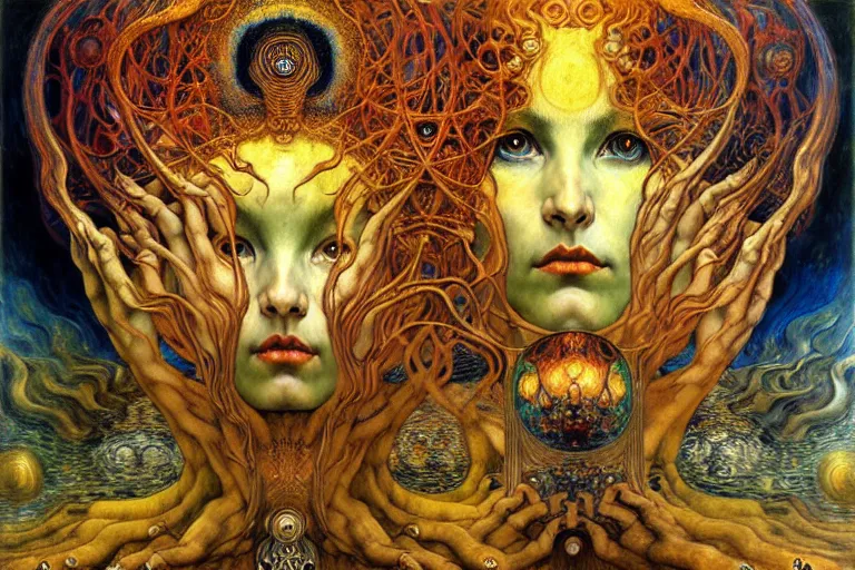 Image similar to Divine Chaos Engine by Karol Bak, Jean Delville, William Blake, Gustav Klimt, and Vincent Van Gogh, symbolist, visionary