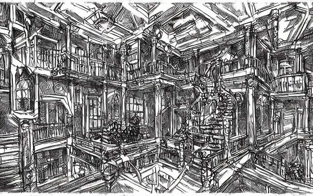 Image similar to haloween lovecraftian mansion interior epic, drawn by pete amachree